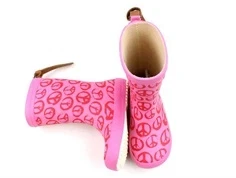 Bisgaard gummistøvle pink med fredstegn